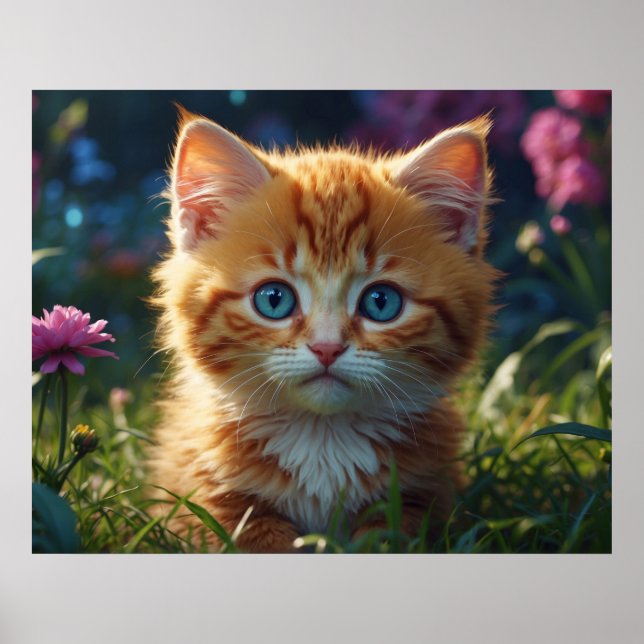 Poster *~* AP68 5:4 Feline Kitty Kitten Fluffy Nature (Devant)