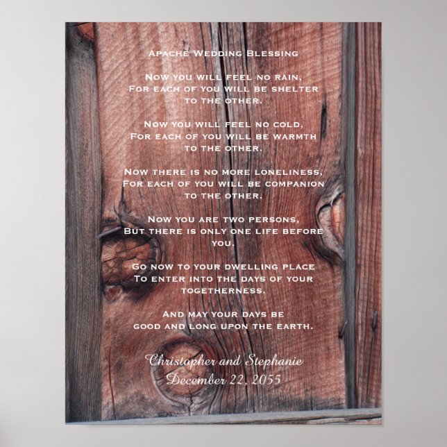 Poster Apache Wedding Blessing Rustic Red Barn (Devant)