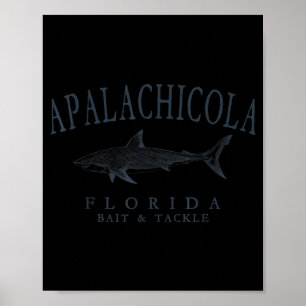 Poster Apalachicola Floride requin rétro ardoise art pêch