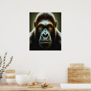 Poster Ape Mountain Gorilla Amusant Visage Caractère Port