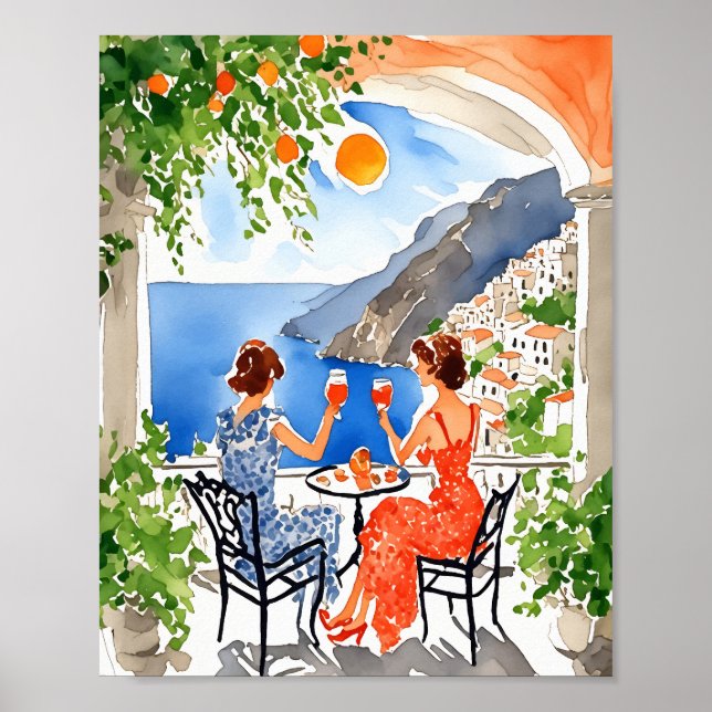Poster Aperitivo en Aquarelle Amalfi (Devant)