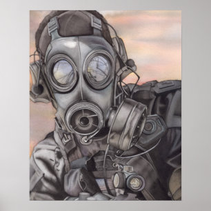 Poster Apocalypse Prepper dans la pièce d'art Masque à ga