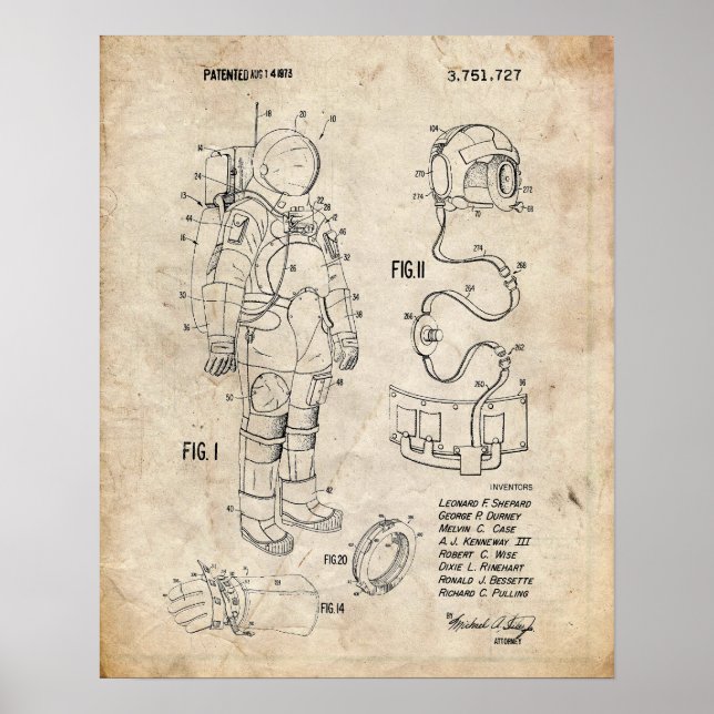 Poster Apollo Space Suit Patent (Devant)
