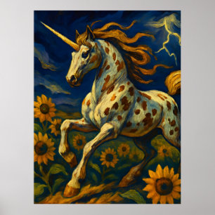 Poster Appaloosa Unicorne dans une tempête