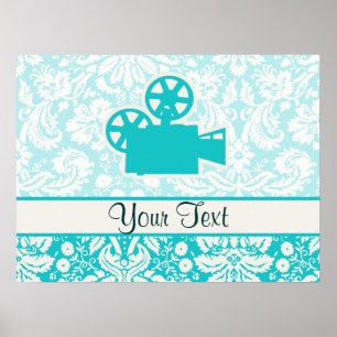 Poster Appareil-photo de film turquoise