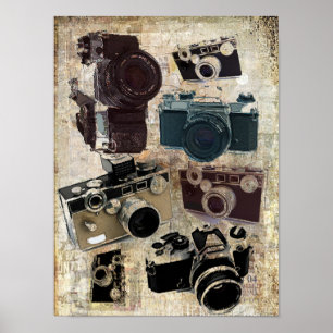 Poster Appareil-photo grunge de cru de photographie de
