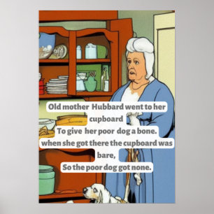 Poster apparence de bande dessinée " Vieille mère Hubbard