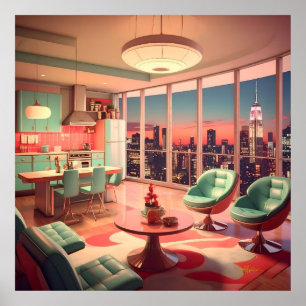 Poster Appartement Penthouse Futuriste Atomique