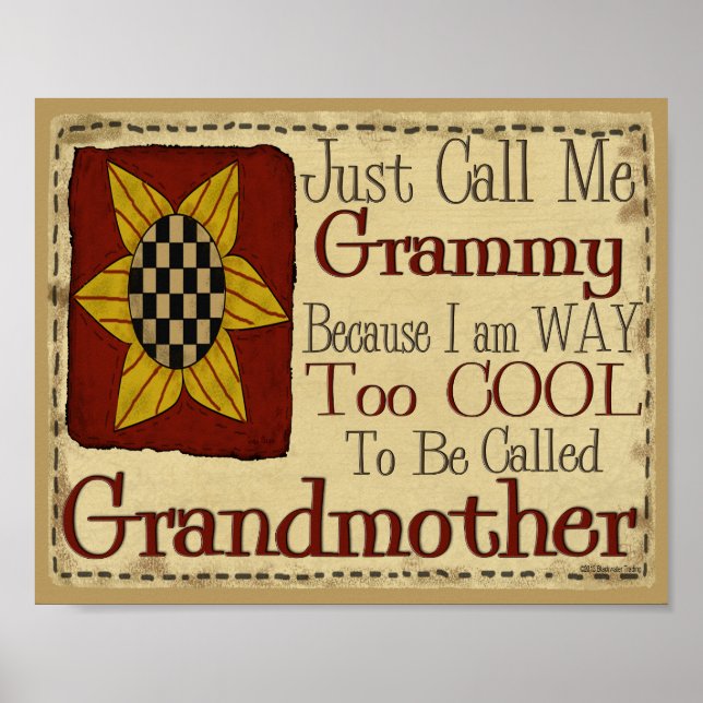Poster Appelle-moi Grammy Je suis trop Cool pour grand-mè (Devant)
