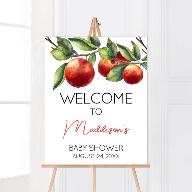 Poster Apple de notre Baby shower oeil Bienvenue (Red Apple Baby Shower Welcome Sign)