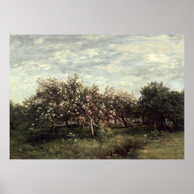 Poster Apple Orchard Paysage Art Imprimer Vert foncé (Devant)