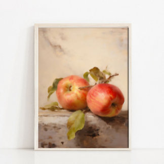 Poster Apple Still Life Oil Painting, Vintage Fruit Print