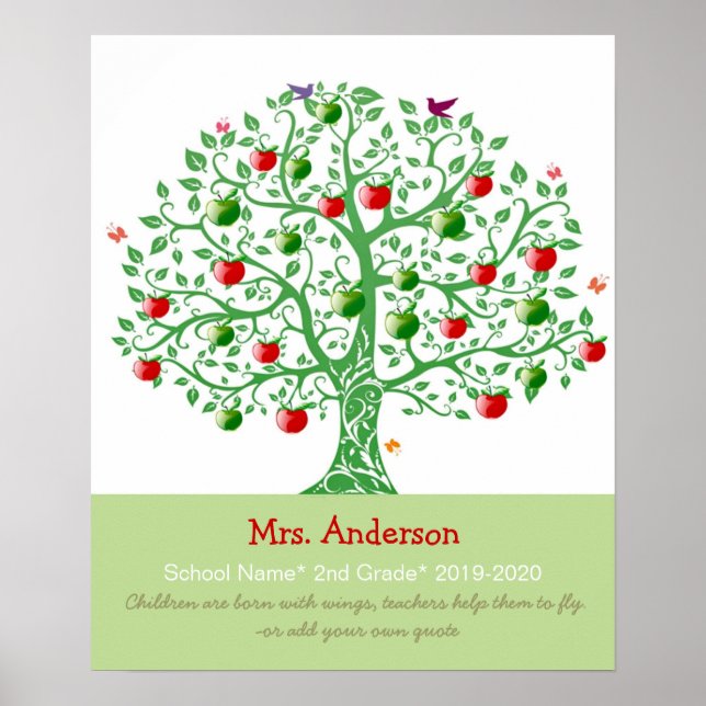 Poster Apple Tree personnalisé enseignant personnalisé Im (Devant)
