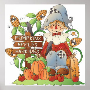 Poster Apples Hayrides Citrouilles