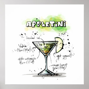 Poster AppleTini Drink Recette Conception