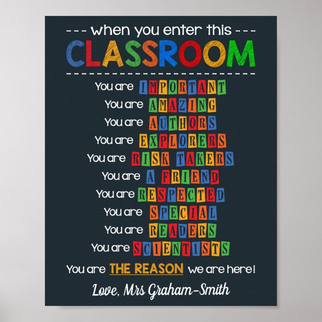 Poster Appréciation de l'enseignant Motivation cadeau cla (Devant)