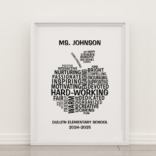 Poster Appréciation de l'enseignant personnalisé Typograp