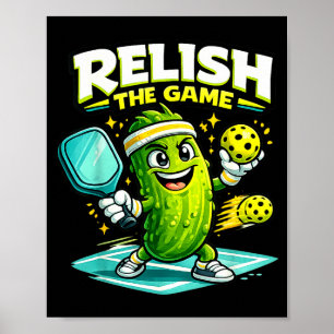 Poster Appréciez le jeu drôle joueur de pickleball pickle