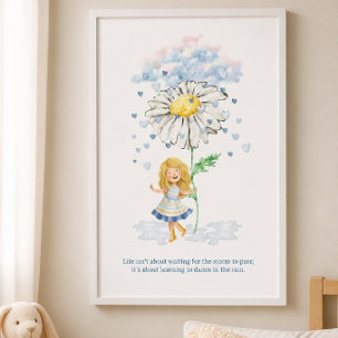Poster Apprendre à danser sous la pluie Fille et Fleur