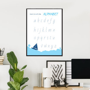 Poster Apprendre à écrire l'affiche de l'alphabet pour le