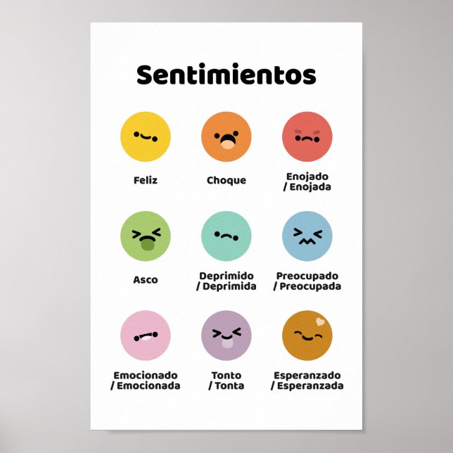 Poster Apprendre émotions (en espagnol) (Devant)
