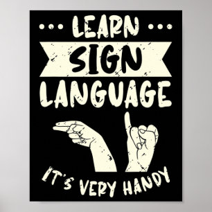Poster Apprendre la langue des signes C'est très pratique