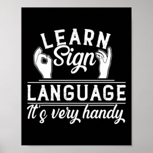 Poster Apprendre la langue des signes Professeur Asl Sens