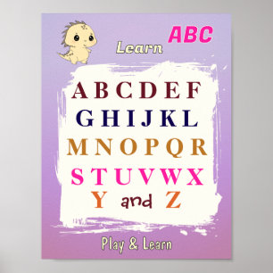 Poster Apprendre l'ABC avec Dino