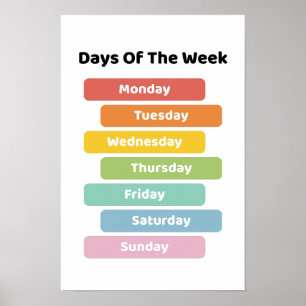 Poster Apprendre les jours de la semaine
