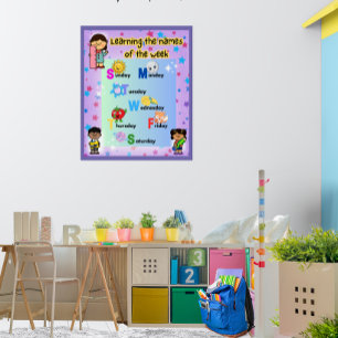 Poster Apprendre les jours de la semaine Colorée