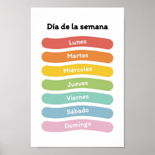 Poster Apprendre les jours de la semaine (en espagnol)