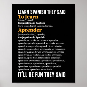 Poster Apprenez l'espagnol Ce sera amusant Ils disent drô