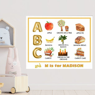 Poster Apprentissage Amusant ABC Histoire de la Pomme Ban