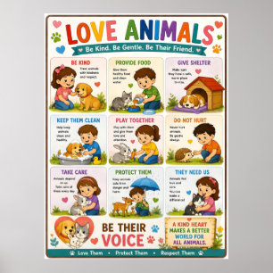 Poster 🐾 Apprentissage de la bonté envers les animaux po