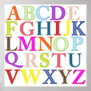 Poster Apprentissage de l'alphabet Poka Dot