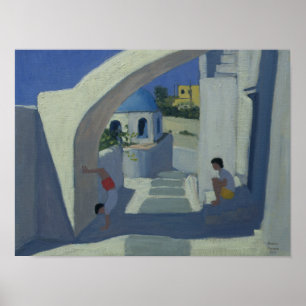 Poster Appui renversé Santorini