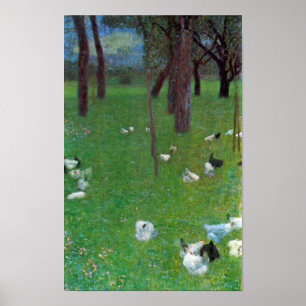 Poster Après la pluie, poules de jardin par Gustav Klimt