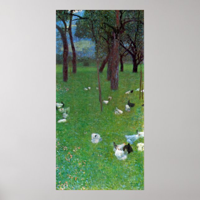 Poster Après la pluie, poulets de jardin par Gustav Klimt (Devant)