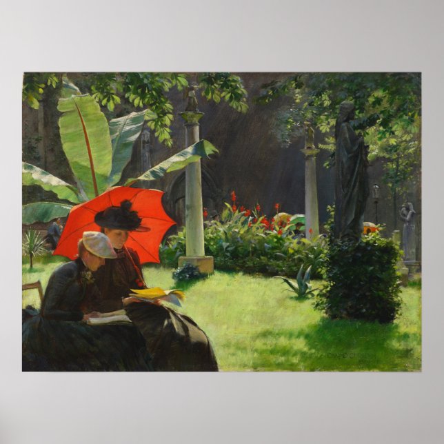 Poster Après-midi dans le jardin Cluny par Charles Curran (Devant)