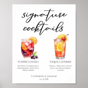 Poster Après-midi Signature Mariage Cocktails Menu
