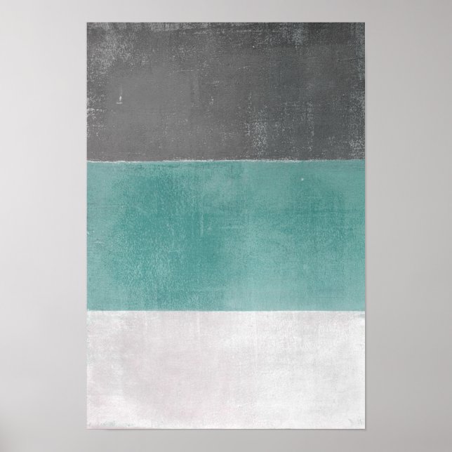 Poster 'April' Turquoise et gris Art Abstrait (Devant)