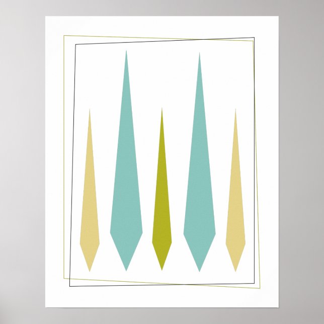Poster Aqua Blue Avocado vert jaune Funky Diamonds (Devant)