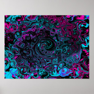Poster Aqua Magenta et Abstrait noir