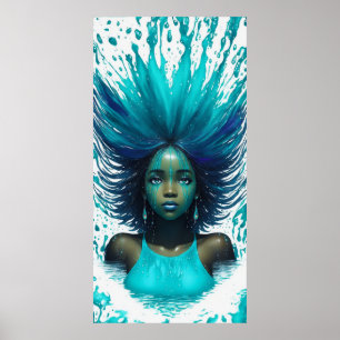 Poster Aqua Marine Eau Turquoise Imaginaire Fille Africai
