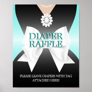 Poster Aqua Turquoise Tiffany Baby shower Déchets Raffle