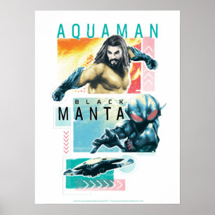 Poster Aquaman   Aquaman moderniste et graphique noir de