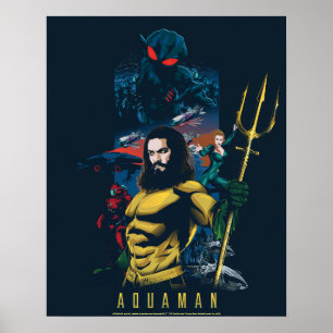 Poster Aquaman   Orin, Mera, et graphique noir de Manta