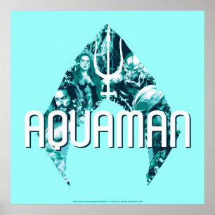 Poster Aquaman Orin, Mera, Orm & Manta Noir En Symbole