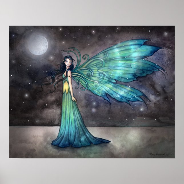 Poster Aquamarine Eve Celestial Gothique Fairy Art Imprim (Devant)