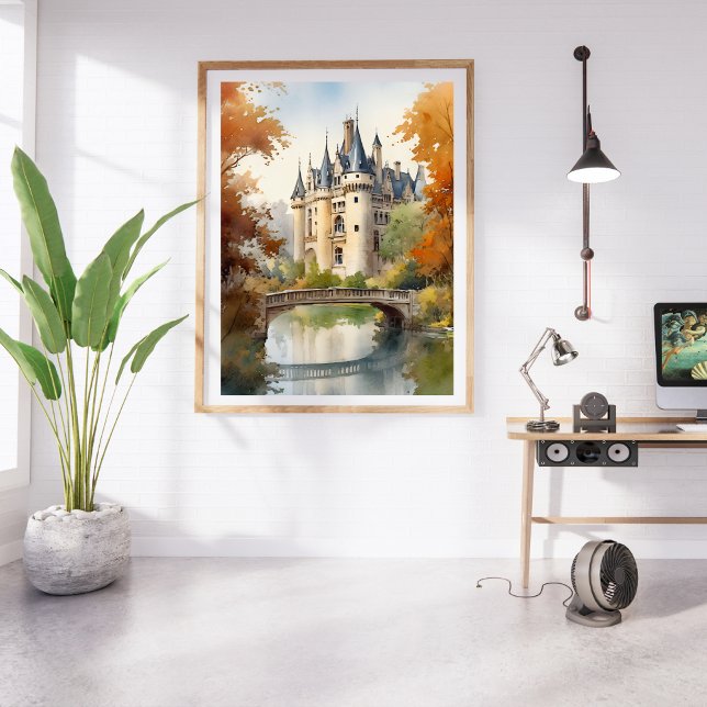 Poster Aquarell Illustration of a French Castle (Von Creator hochgeladen)